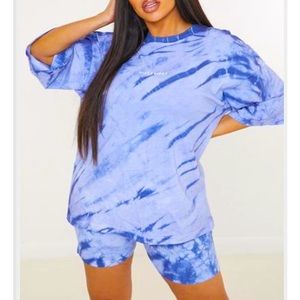 Plus size tie dye t shirt and shorts co ord set